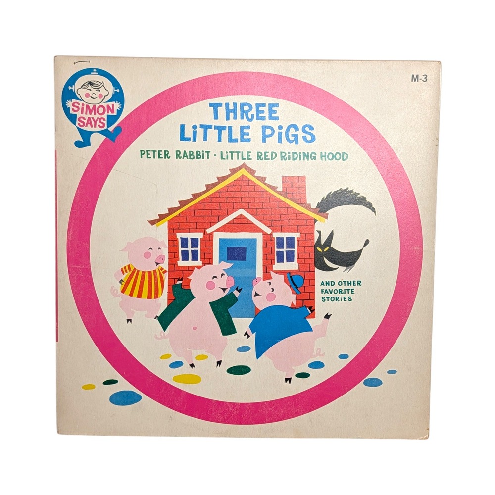 Simon Says Three Little Pigs Vinyl Record Peter Rabbit Red Riding Hood 33 RPM‎